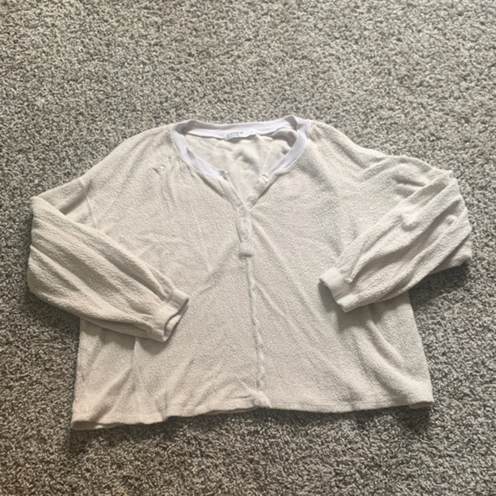 Anthropologie Stateside Off-White Quarter Button Top